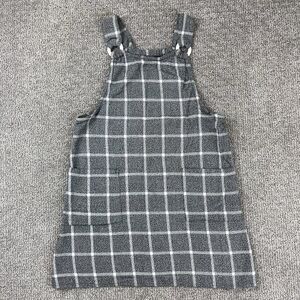 Angie Dress Womens Large Micro Mini Plaid Pockets Shift Mod Retro Gray